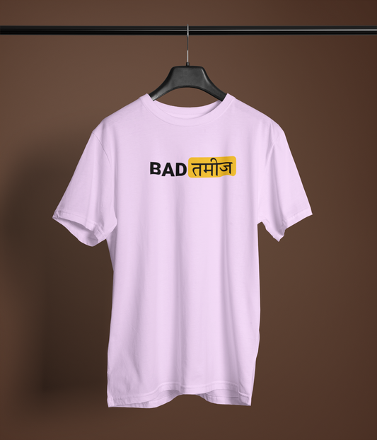 Bad Tameez Unisex Lavender Round Neck T-Shirt Desi Graphic