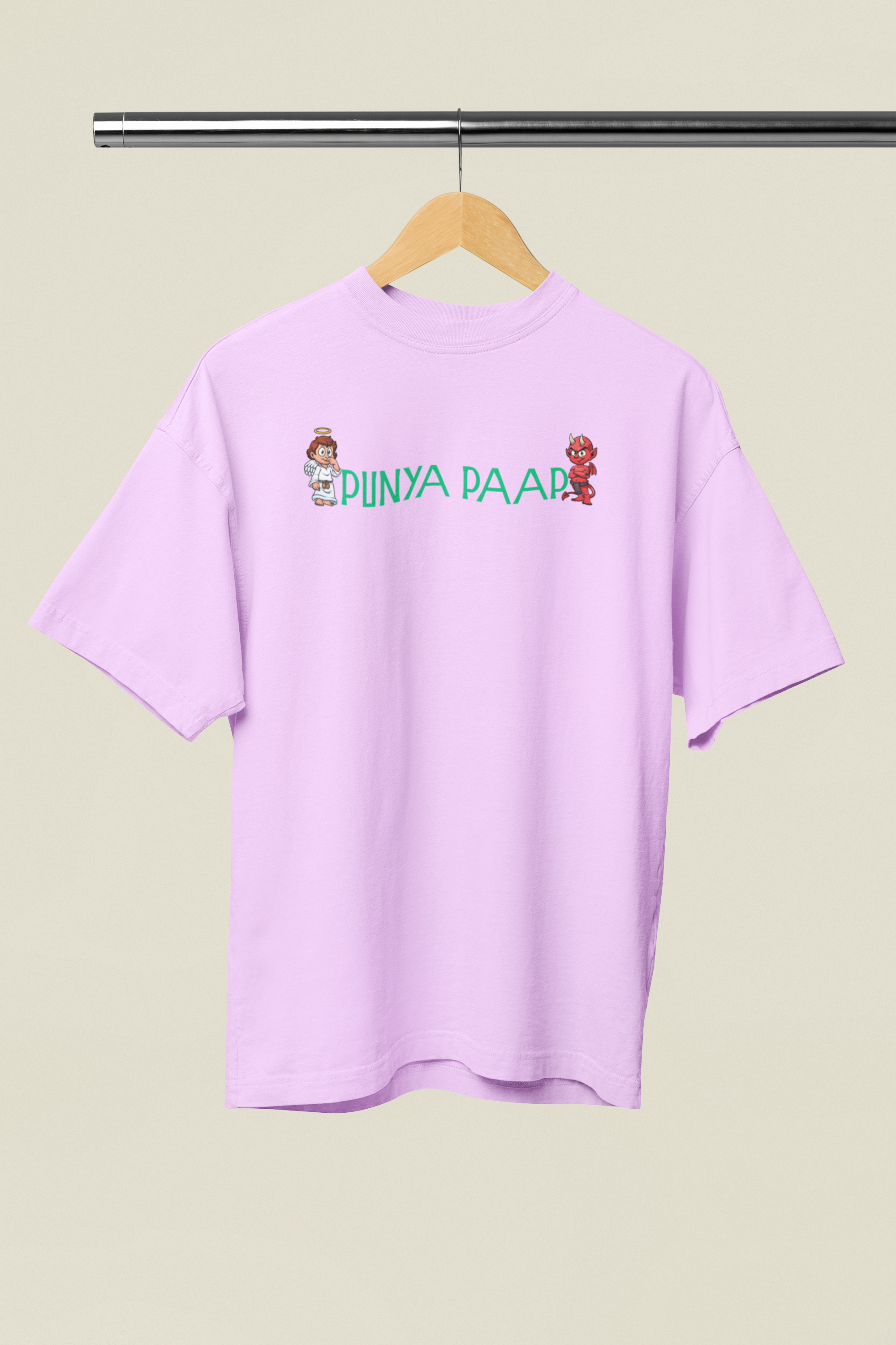 Punya Paap Graphic Lavender Oversized Unisex T-Shirt | Desi Graphic