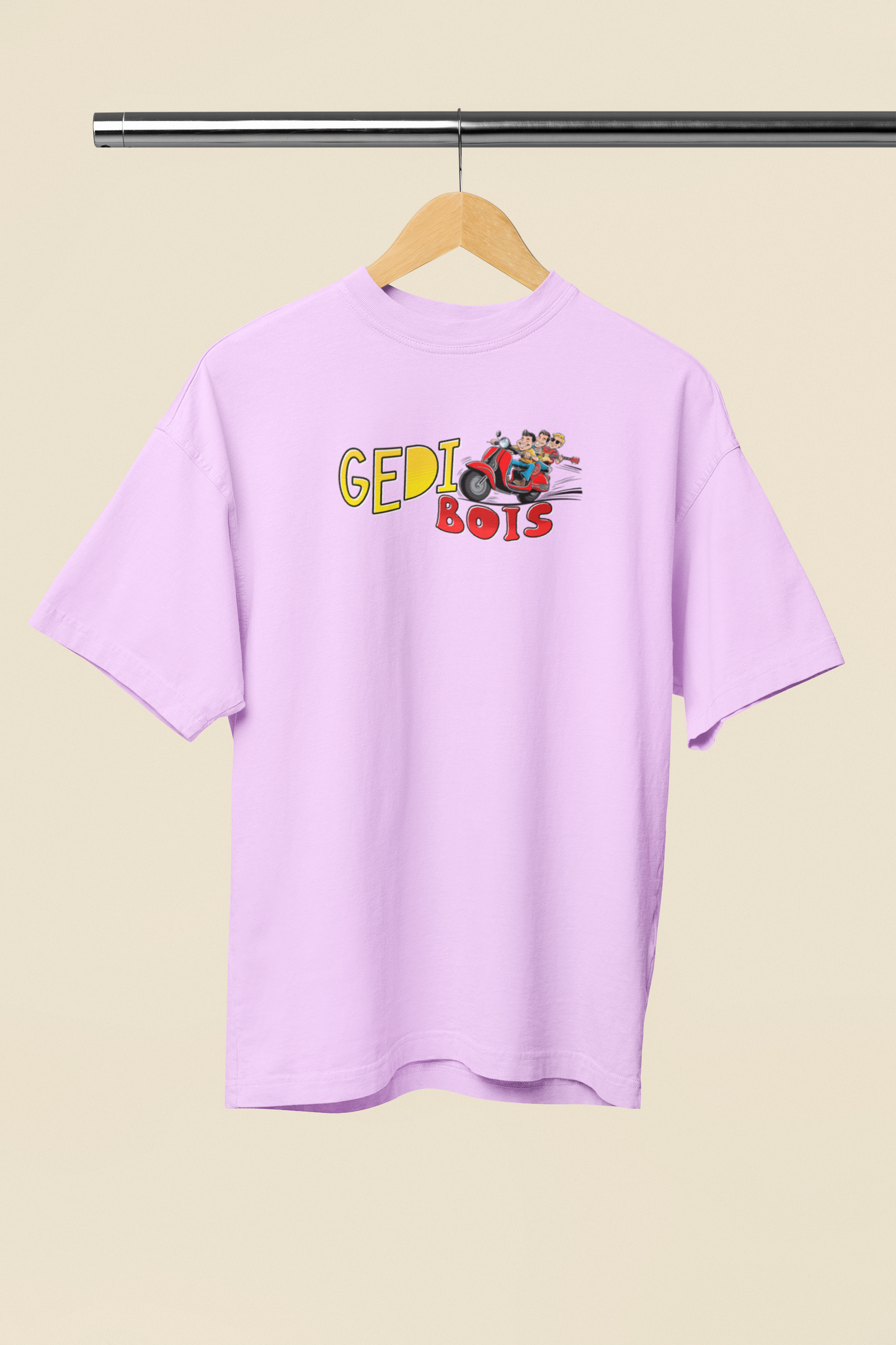 Gedi Bois Graphic Lavender Oversized T-Shirt Street Style