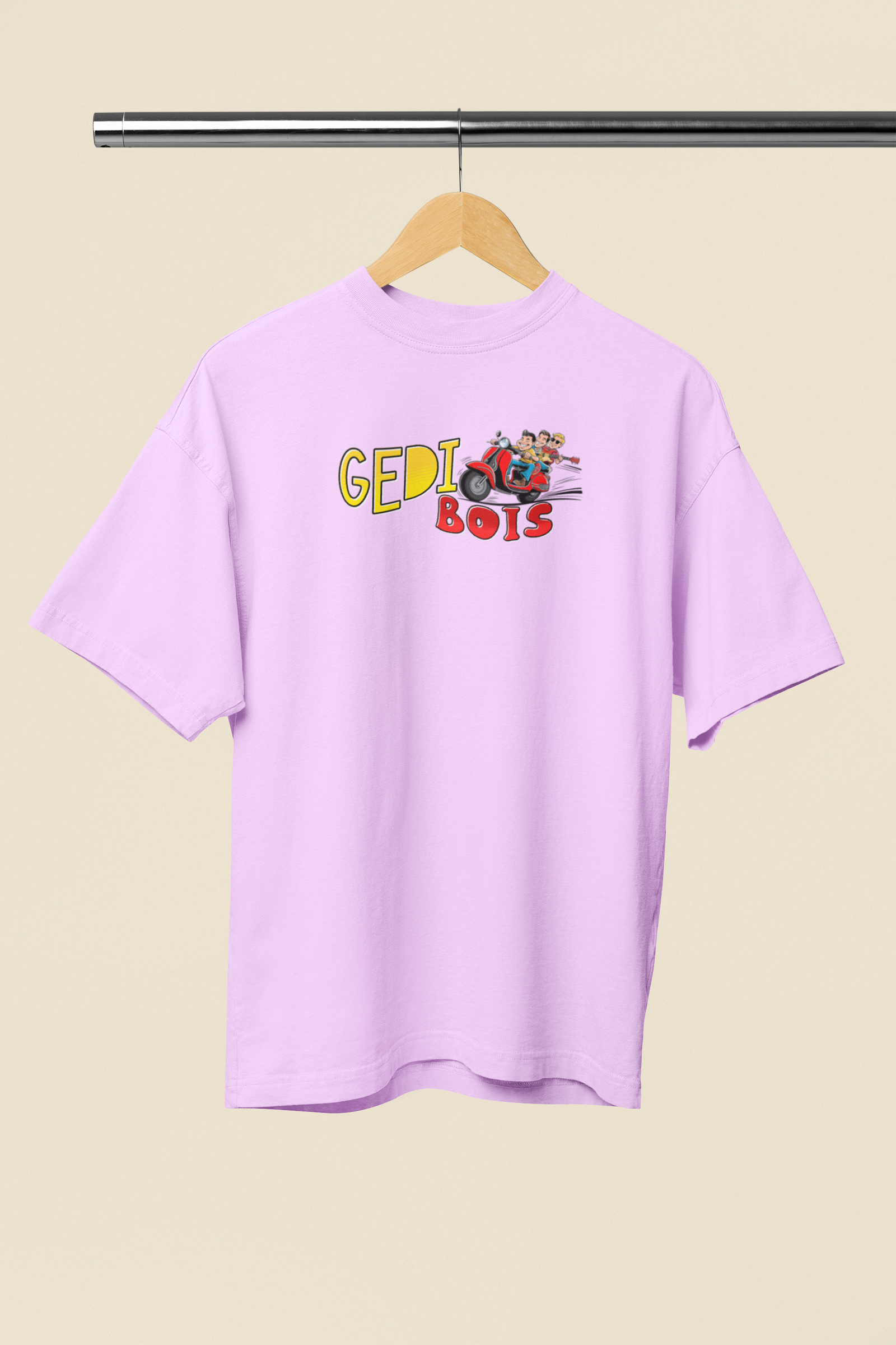 Gedi Bois Graphic Lavender Oversized T-Shirt Street Style