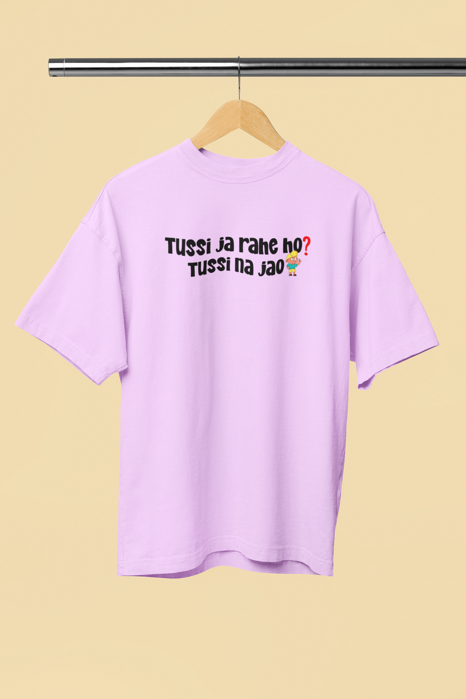 Tussi Na Jao Lavender Oversized Unisex T-Shirt Desi Style Tee