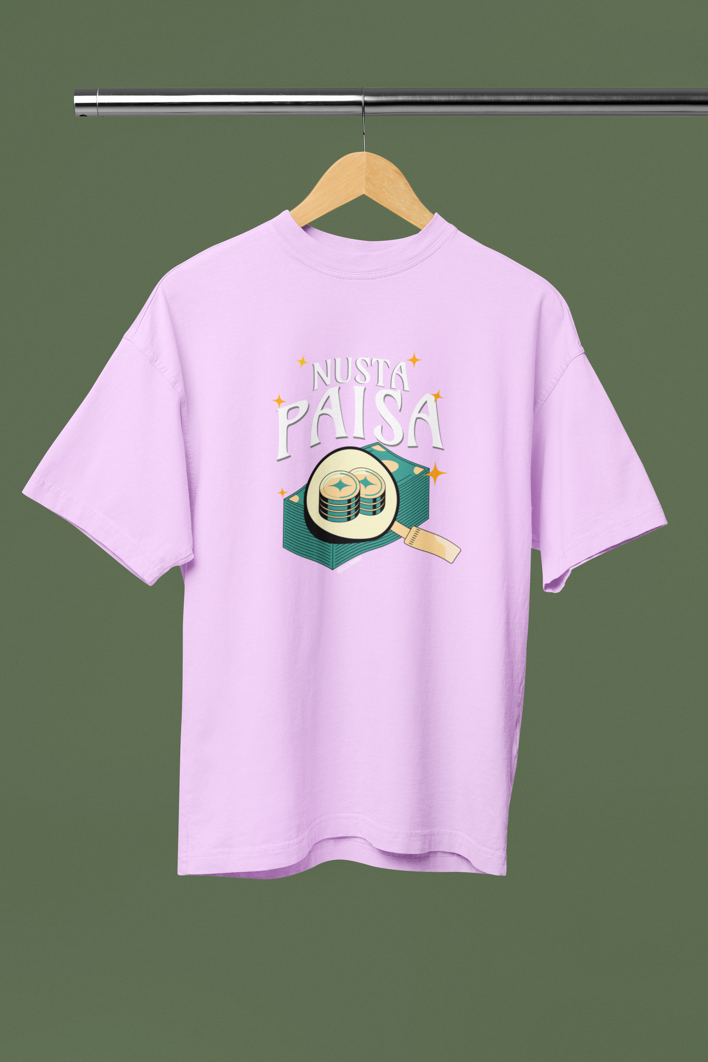 Nusta Paisa Graphic Lavender Oversized Unisex T-Shirt
