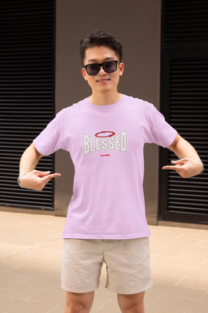 Blessed Half Sleeve Lavender Round Neck T-Shirt for Men