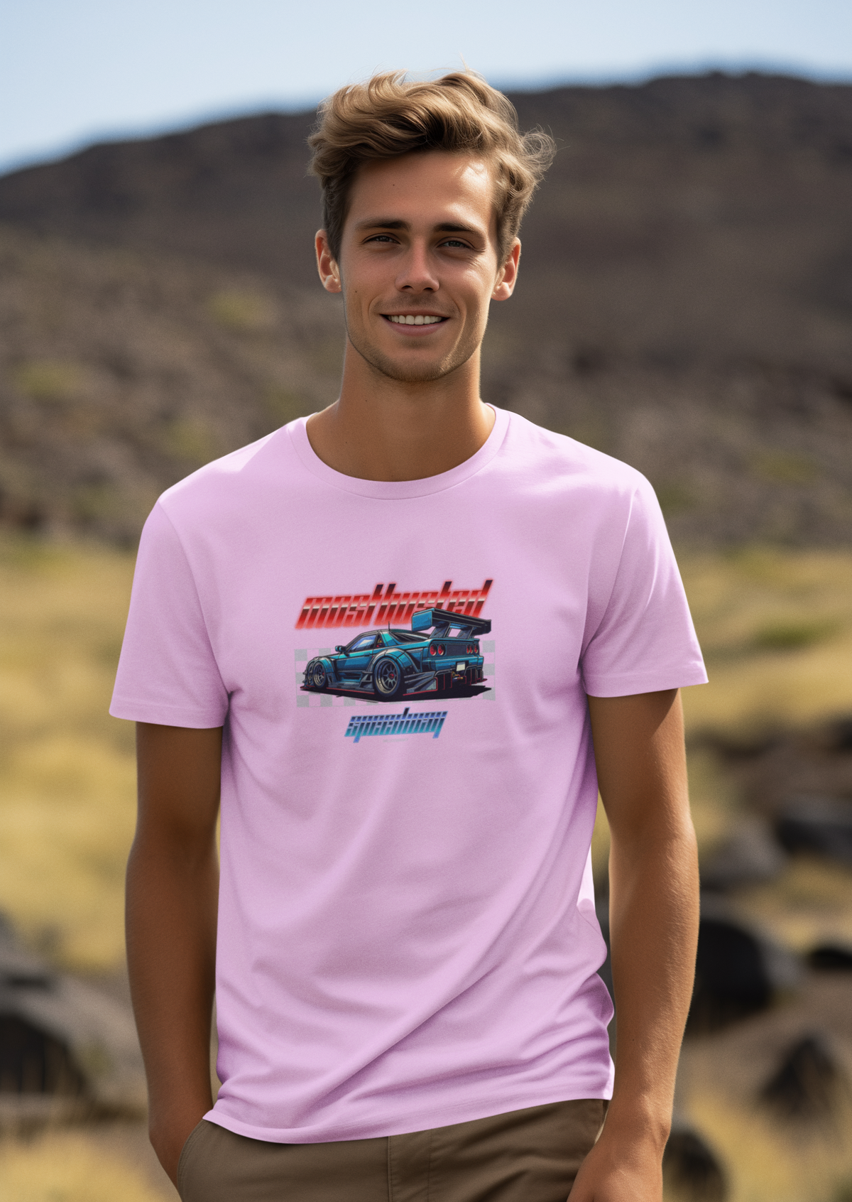 Speed Car Half Sleeve Lavender Round Neck T-Shirt for Men Hello Swanky