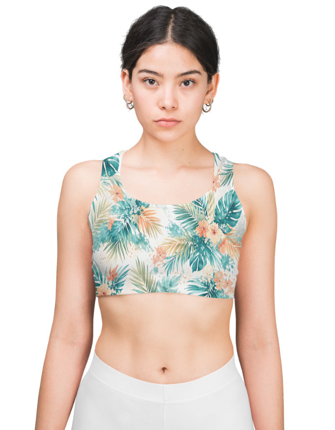 Floral Tropical Sports Bra for Women