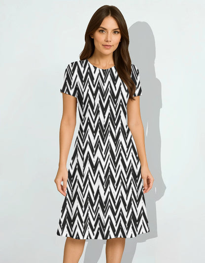 Classic Chevron A-Line Dress for Women Stylish & Elegant