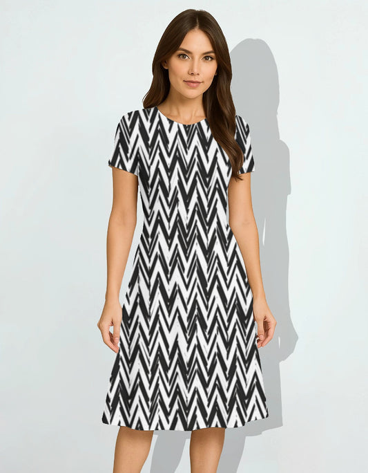 Classic Chevron A-Line Dress for Women