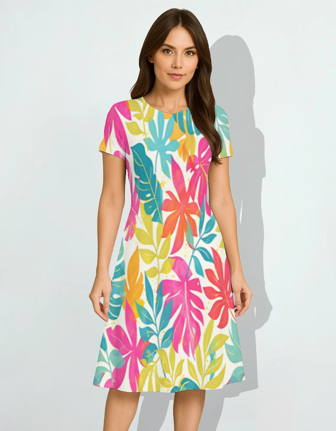 Tropical Fiesta A-Line Dress for Women