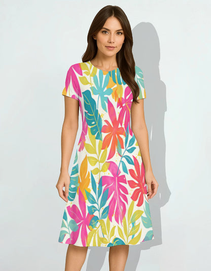 Tropical Fiesta A-Line Dress for Women
