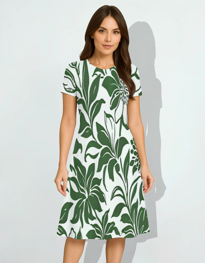 Verdant Bloom A Line Dress for Women Chic Garden Party Styles