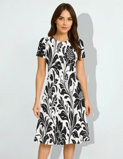 Midnight Botanical A-Line Dress for Women with Elegance