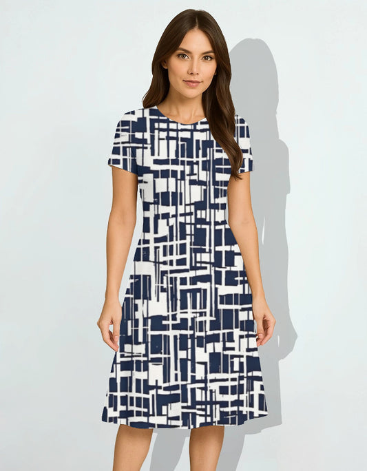 Urban Grid A-Line Dress for Women