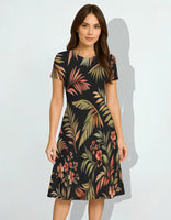 Autumn Noir Tropics A-Line Dress for Women