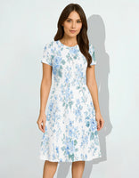 Blue Mist Blossom A-Line Dress for Women