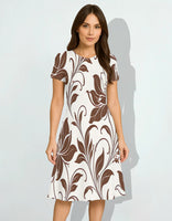 Brown Floral A-Line Dress for Women