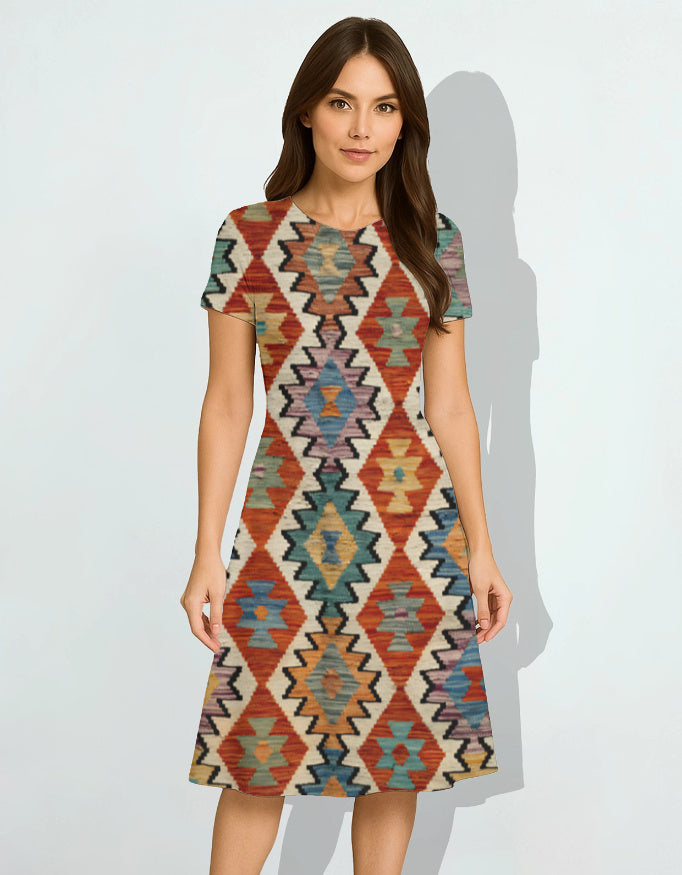 Tribal Print Female Line Dress for Women