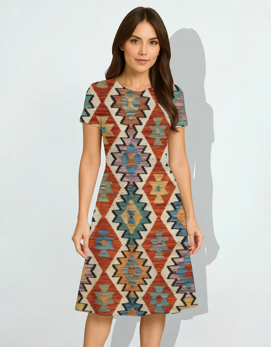Tribal Print Female Line Dress for Women