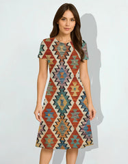 Tribal Print Female Line Dress for Women