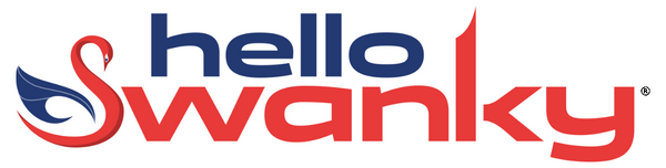Logo of 'hello swanky' with a stylized design.