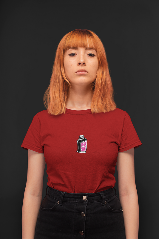 Hs spre half sleeve maroon round neck t-shirt for women by hello swanky