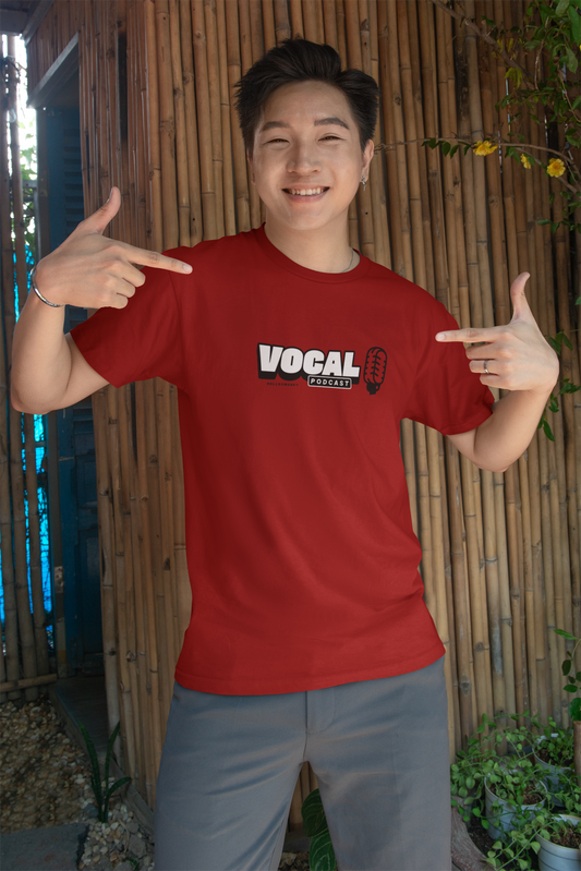 Vocal Podcast Half Sleeve Maroon Round Neck T-Shirt for Men
