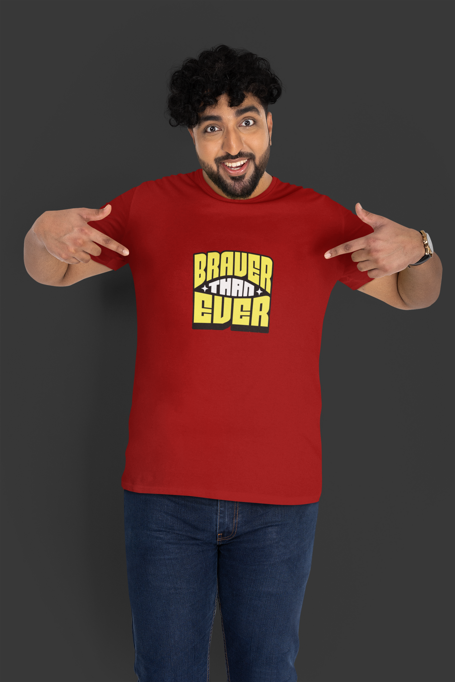 Braver Than Ever Maroon Half Sleeve Round Neck T-Shirt