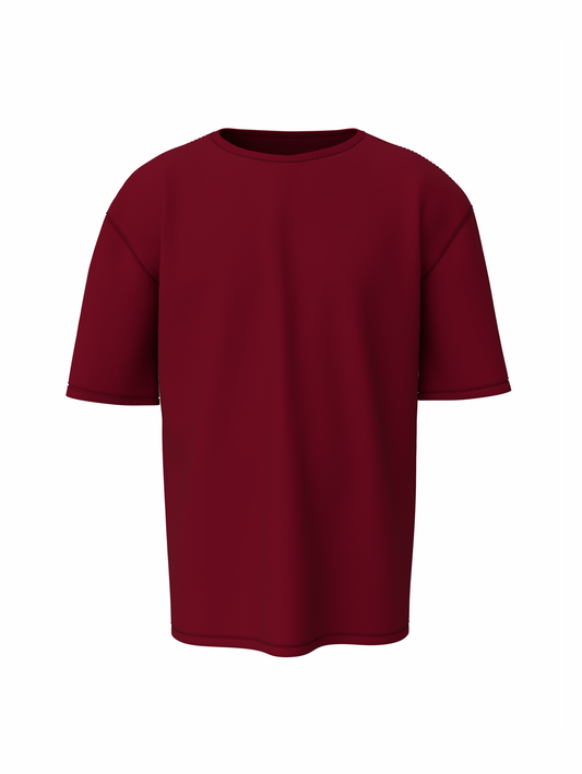 Plain oversized t-shirt - s / maroon