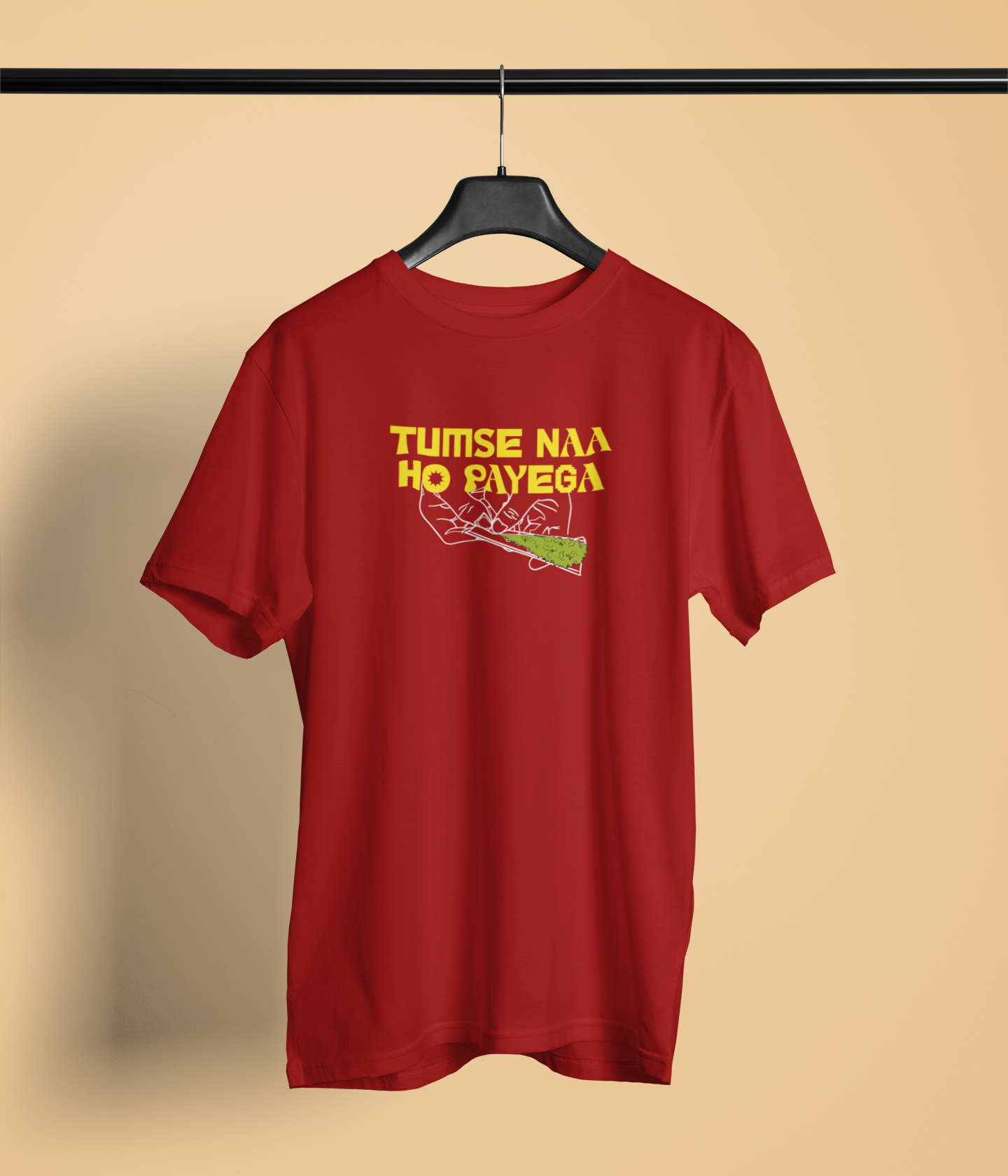 Tumse Na Ho Payega Unisex Maroon Round Neck T-Shirt | Desi Graphic