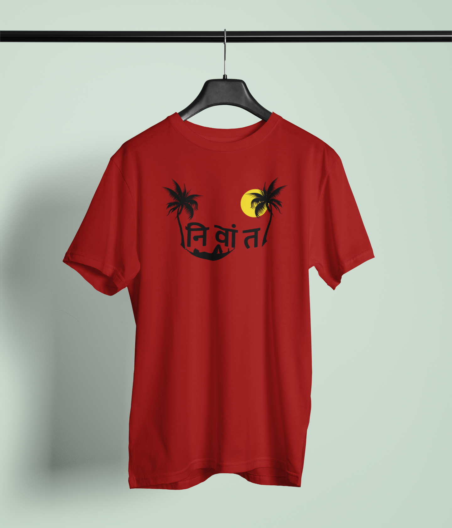 Nivant Maroon Round Neck Unisex T-shirt | Marathi Designs