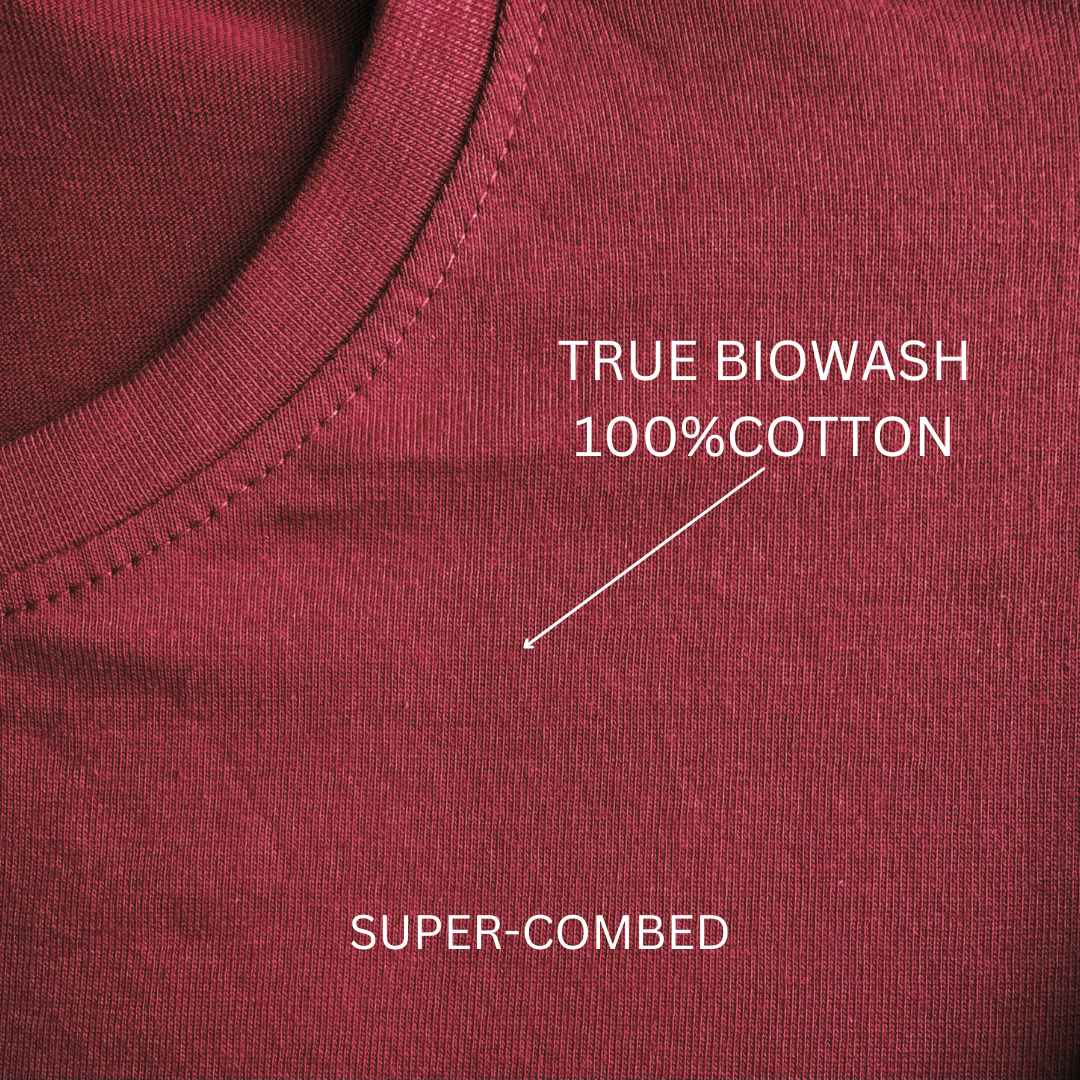 Self power is true half sleeve maroon round neck t-shirt for women by hello