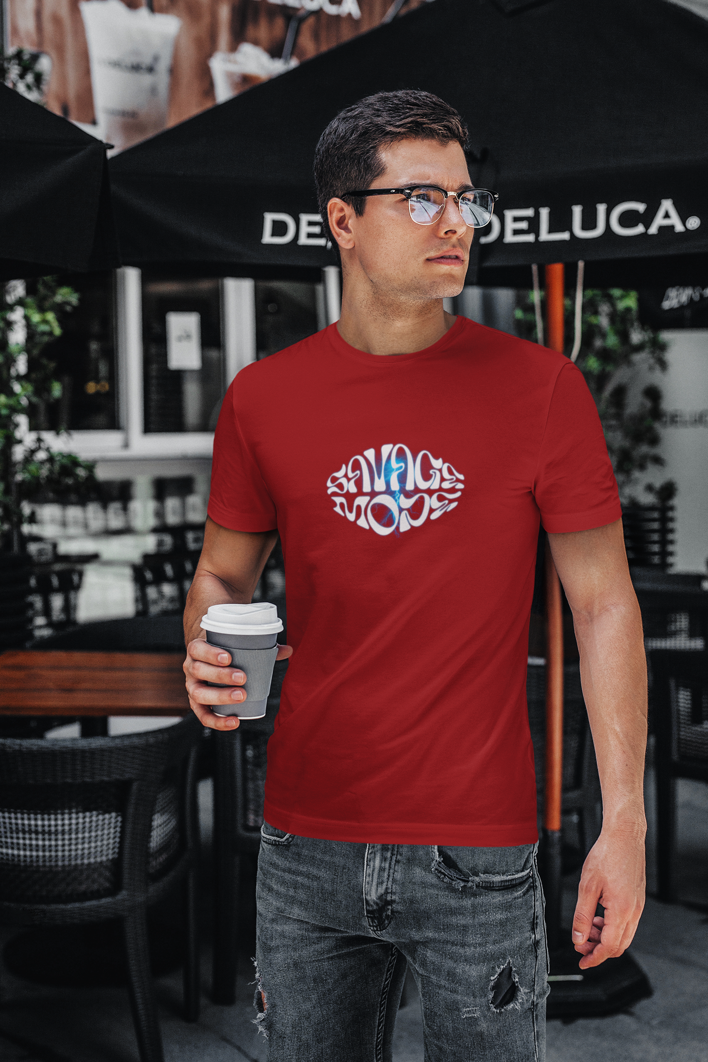 Savage Mode Half Sleeve Maroon Round Neck T-Shirt for Men Style