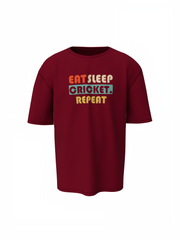 Eat, Sleep, Cricket, Repeat, Oversized T-Shirt