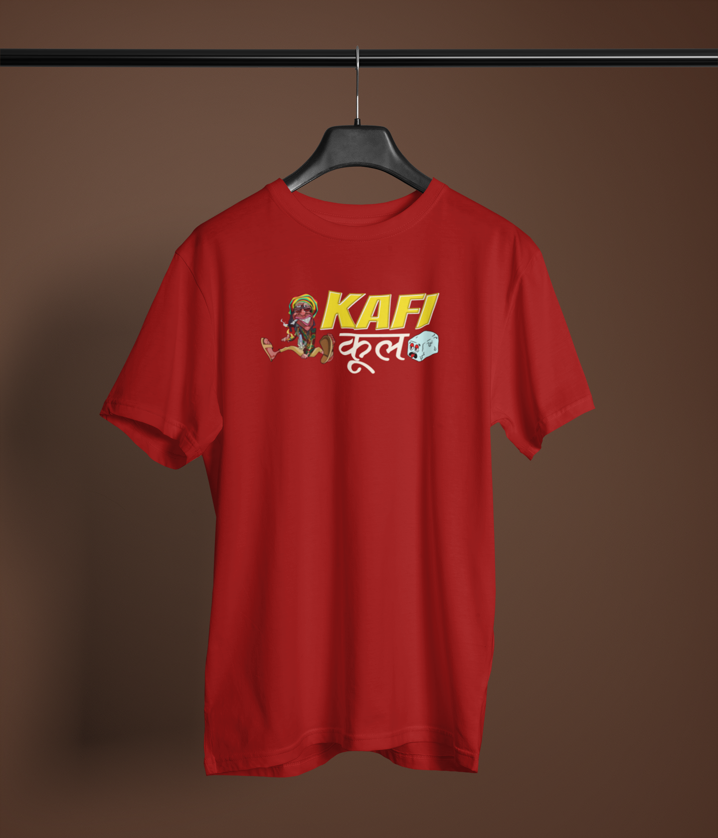 Kafi Lazy Unisex Maroon Round Neck T-Shirt | Desi Graphic