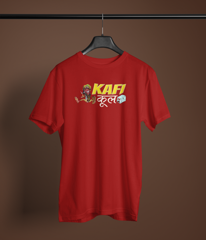 Kafi Lazy Unisex Maroon Round Neck T-Shirt | Desi Graphic