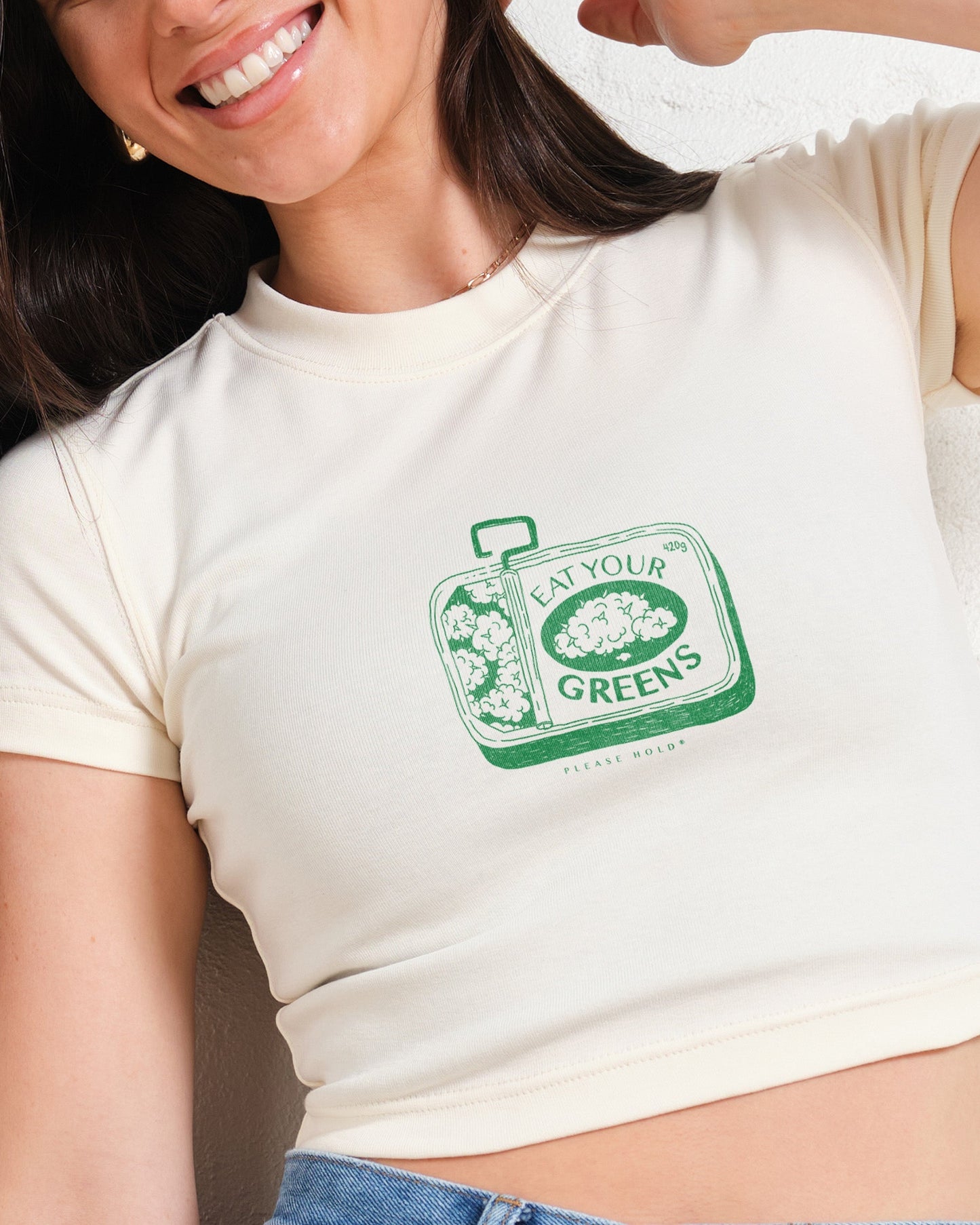 Eat Your Greens Baby Tee – Fun Vegan Graphic Streetwear
