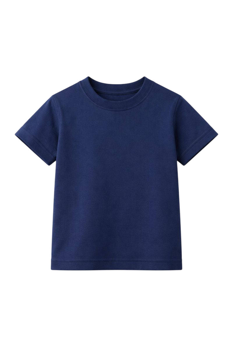 Navy Blue Bulk Kids Round Neck Half Sleeve T-Shirt Durable
