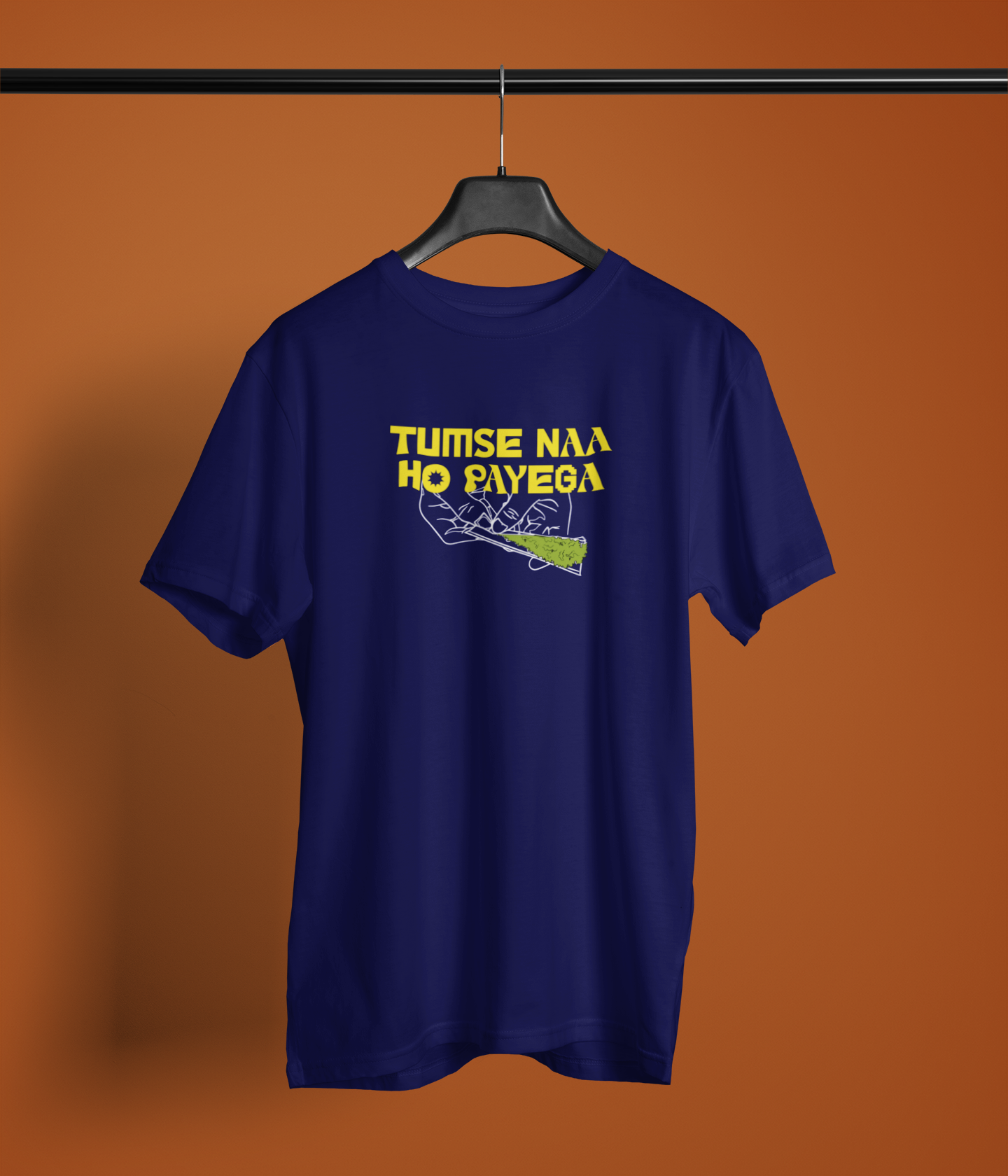 Tumse Na Ho Payega Unisex Navy Blue Round Neck T-Shirt | Desi Graphic