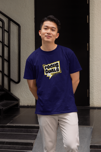 Focus On Your Goals Navy Blue T-Shirt Daily Wear for Men