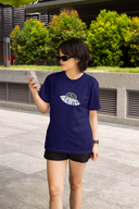 Being Alienated Half Sleeve Navy Blue Round Neck T-Shirt for Women by Hello Swanky