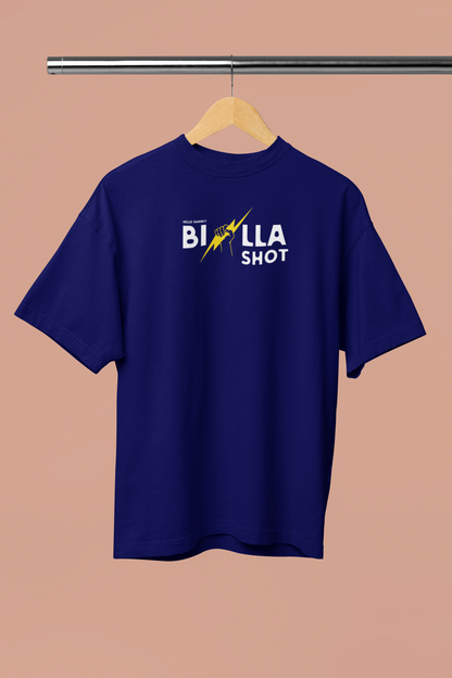 Billa Shot Navy Blue Oversized Unisex T-Shirt | Desi Graphic