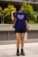 Mine Be Mine Half Sleeve Navy Blue Round Neck T-Shirt for Women by Hello Swanky