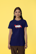 Cool Stars Half Sleeve Navy Blue Round Neck T-Shirt for Women by Hello Swanky