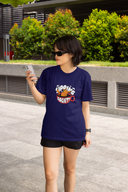 Slpping Society Half Sleeve Navy Bule Round Neck T-Shirt for Women by Hello Swanky
