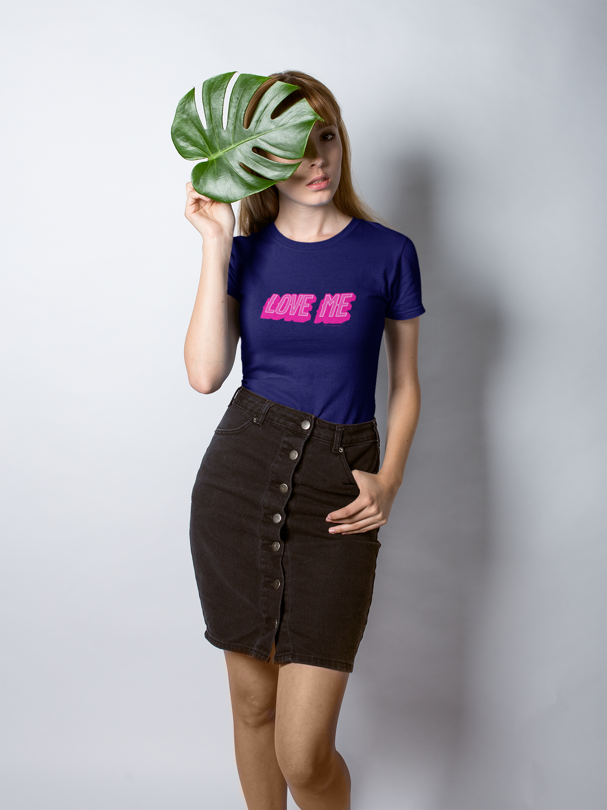 Love Me Half Sleeve Navy Blue Round Neck T-Shirt for Women by Hello Swanky