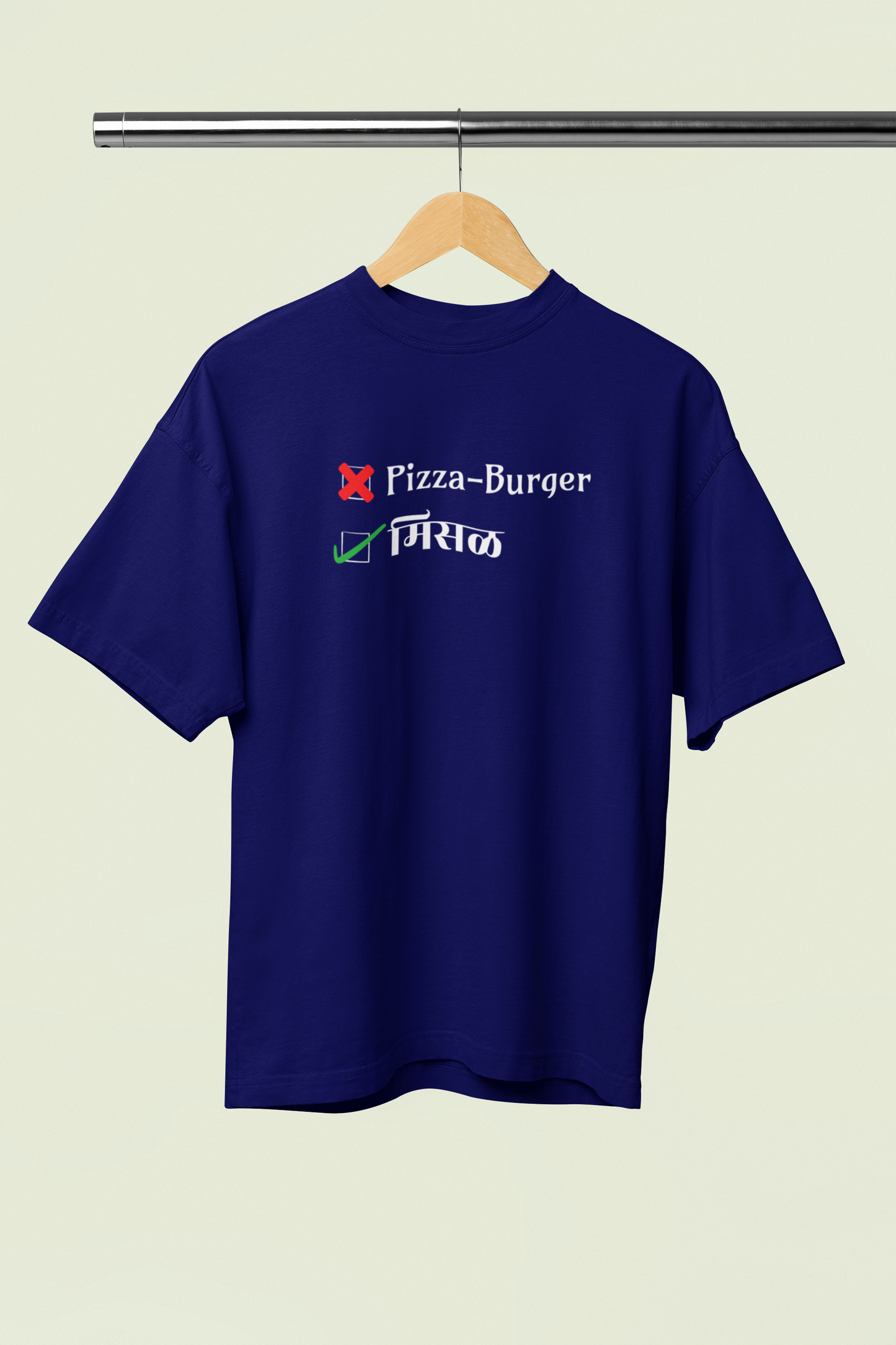 Misal Navy Blue Oversized Unisex T-shirt Marathi Designs