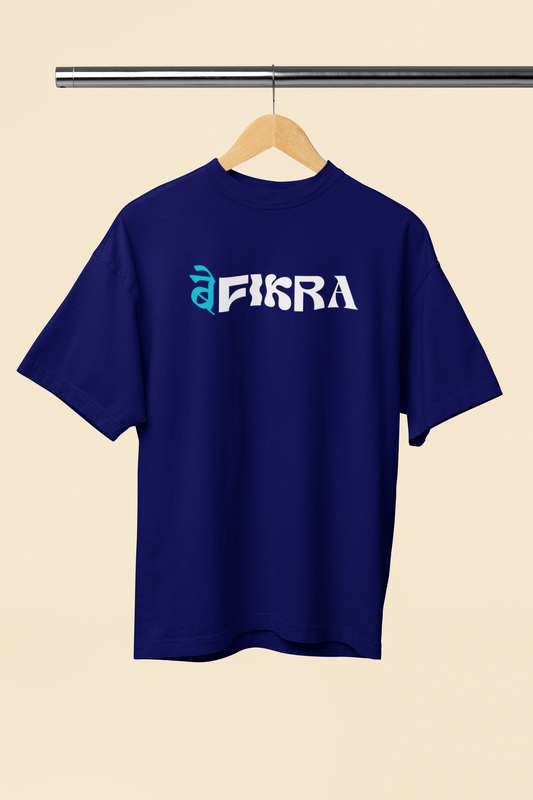 Befikra Navy Blue Oversized Unisex T-Shirt Stylish Graphic