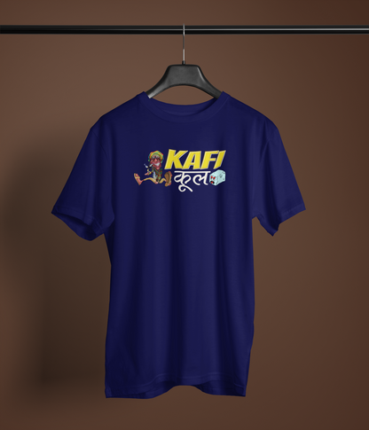 Kafi Cool Unisex Navy Blue Round Neck T-Shirt | Desi Graphic