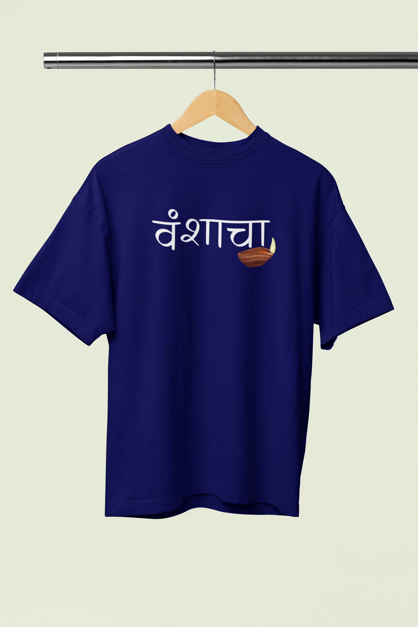 Vanshacha Diva Navy Blue Unisex Oversized T-Shirt Marathi Art