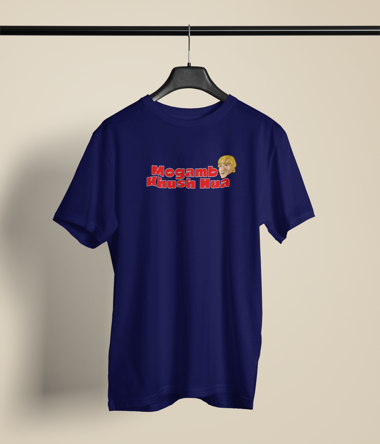 Mogambo Khush Hua Navy Blue Round Neck Unisex Graphic T-Shirt