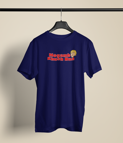 Mogambo Khush Hua Navy Blue Round Neck Unisex Graphic T-Shirt